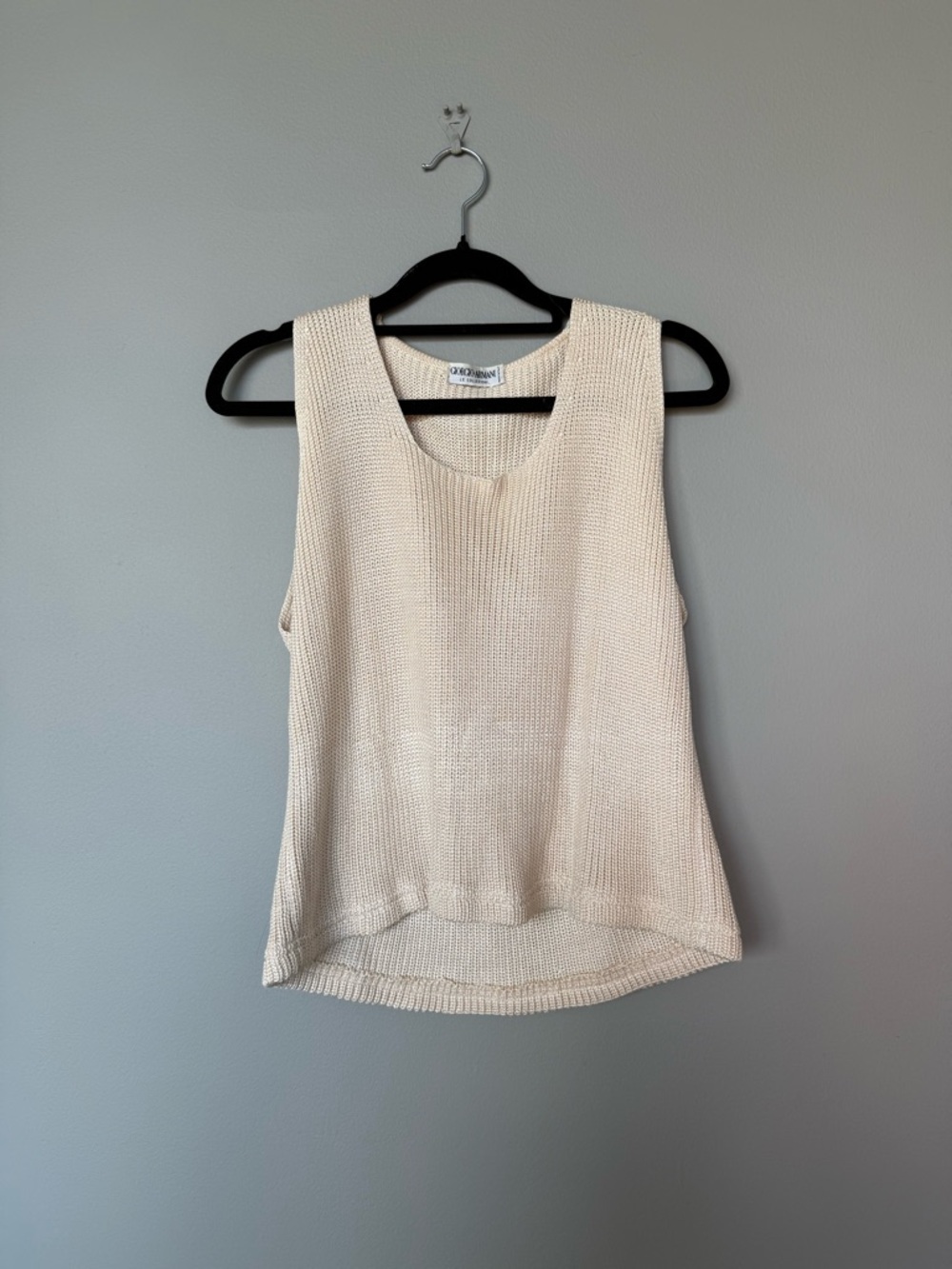 Giorgio Armani Silk Knit Tank Top in Cream